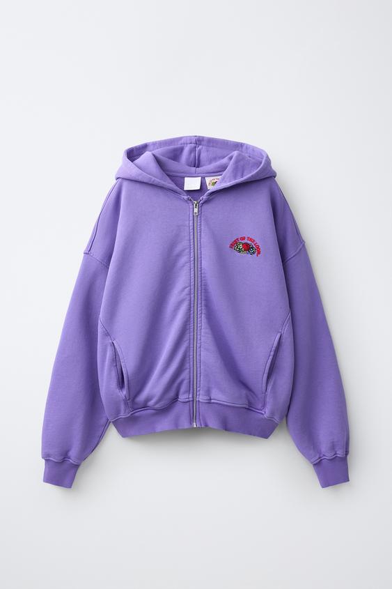 FRUIT OF THE LOOM™ LOGO ZIP-UP HOODIE - Purple by Zara - Image 0