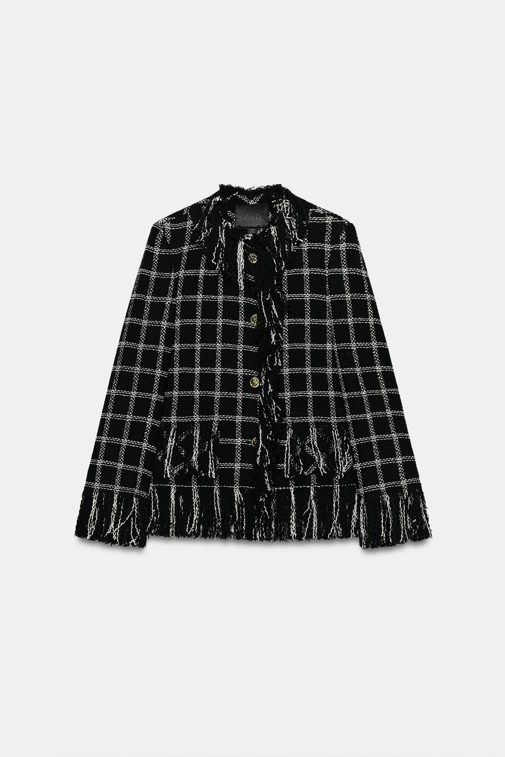ZW COLLECTION FRINGED PLAID JACKET