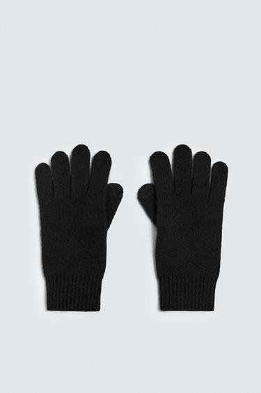 WOOL AND CASHMERE KNITTED GLOVES - Black by Zara