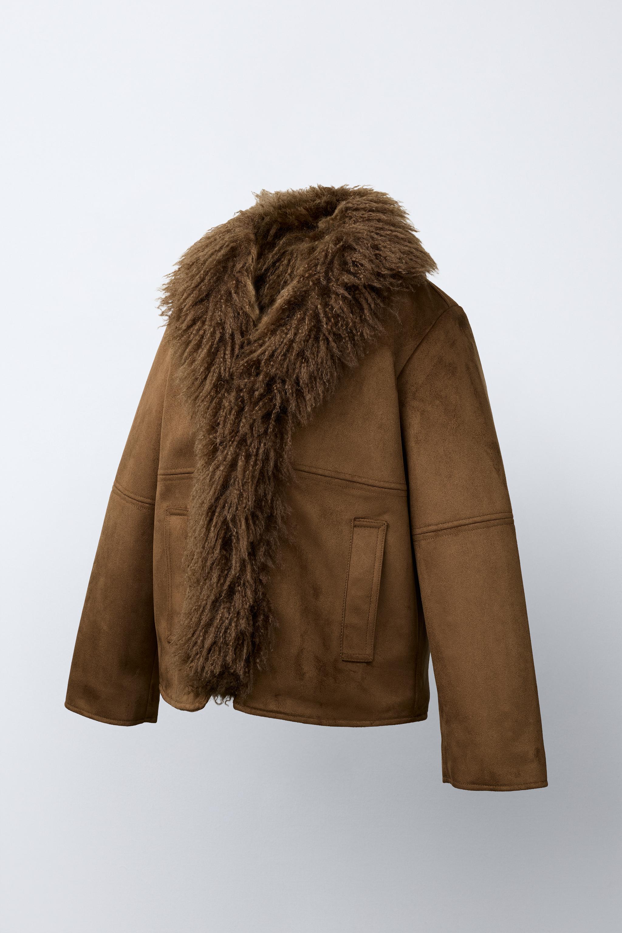 FAUX-SUEDE FAUX-FUR JACKET