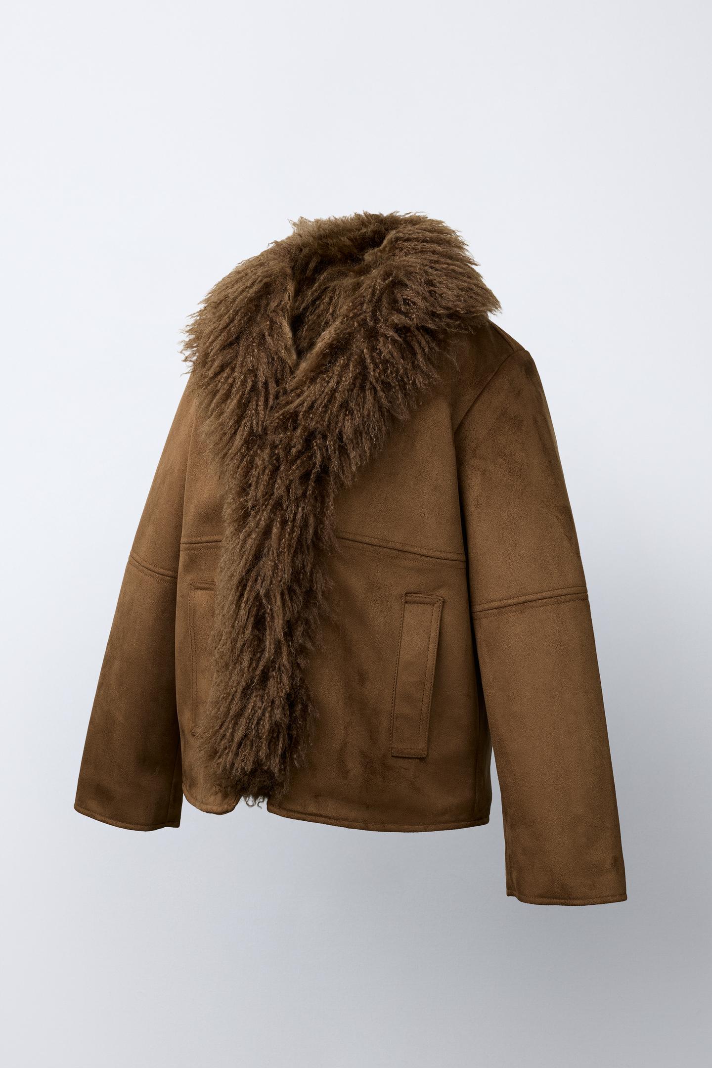 Детская куртка Zara Faux-Suede Faux-Fur, цвет: Коричневый — фото 2