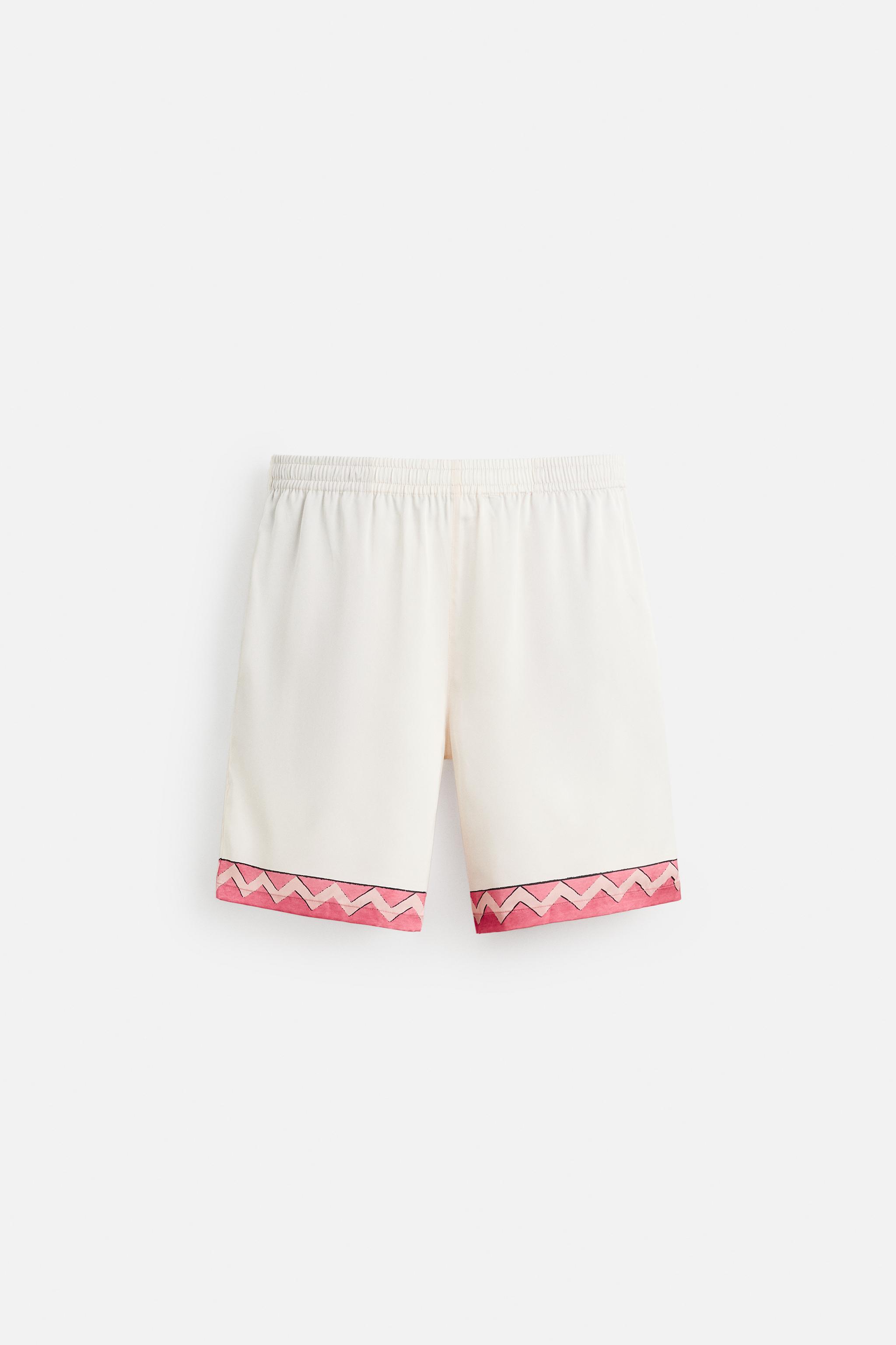 SATIN SHORTS WITH CONTRAST STRIPES - Pink | ZARA United States