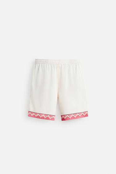CONTRAST TRIM SATIN BERMUDA SHORTS - Pink by Zara - Image 5