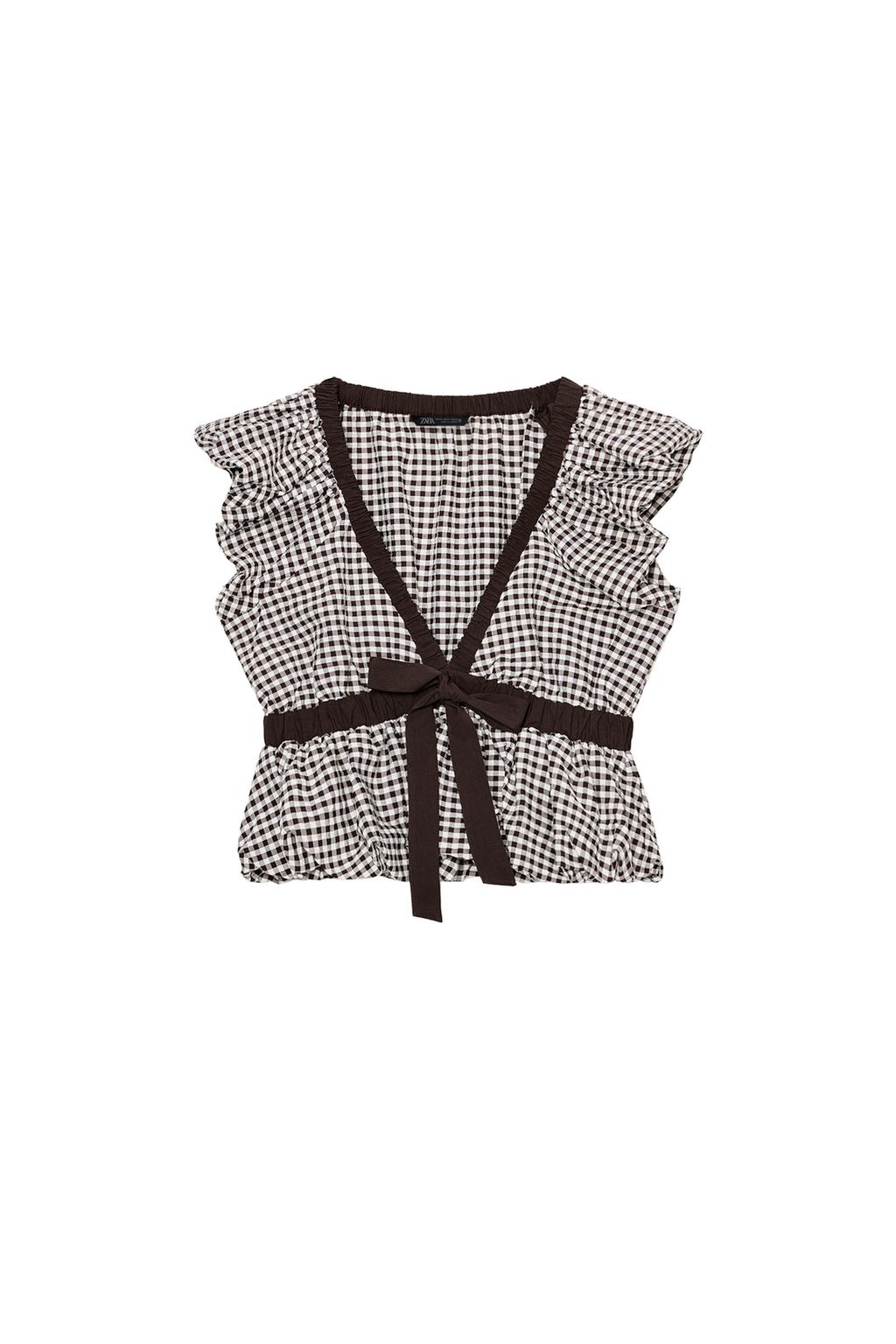 GINGHAM BALLOON TIE TOP - image 3