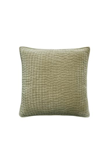 CAPA DE ALMOFADA DE VELUDO LAVADO - Verde da Zara