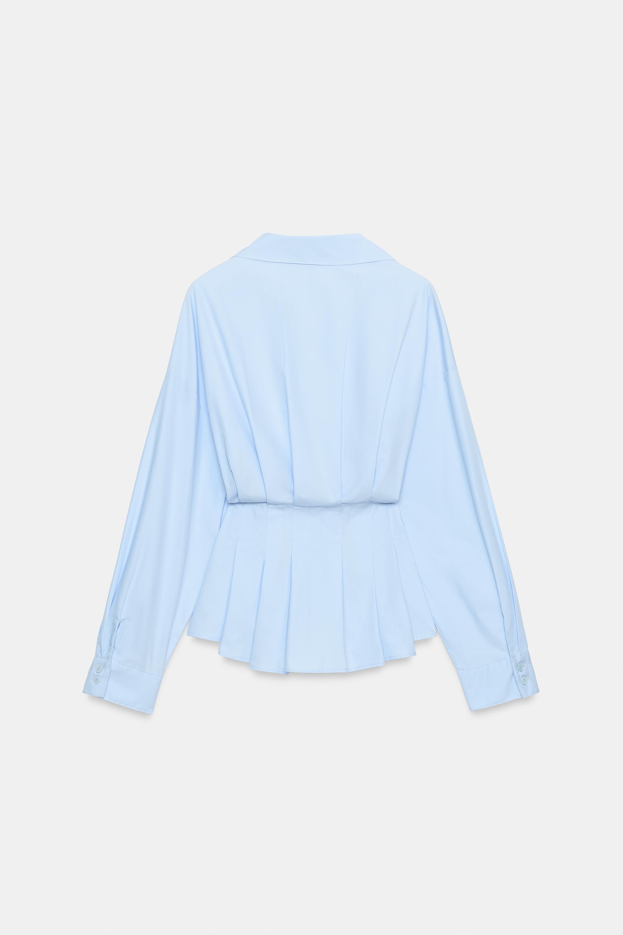 Zara STRIPED PLEATED SHIRT — фото 9