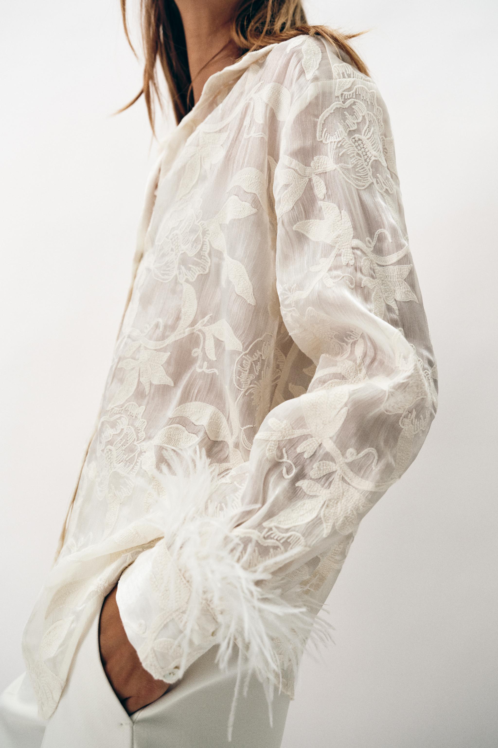 FEATHER EMBROIDERED SHIRT
