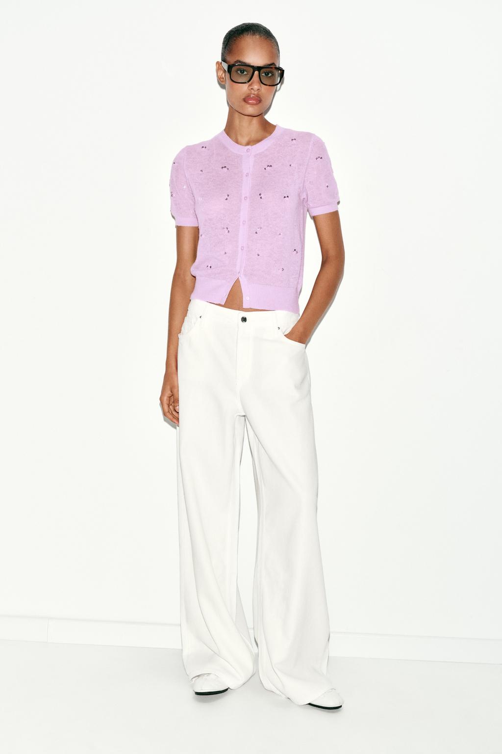 SEQUIN SHORT SLEEVE CARDIGAN - image 2