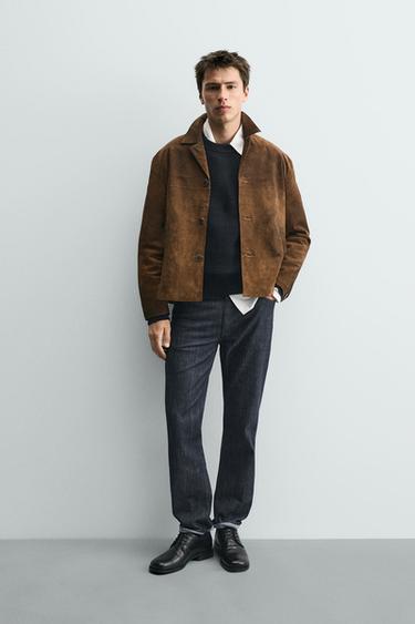 SOBRECAMISA PIEL ANTE - Marrón de Zara - Imagen 0