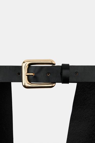 100% LEATHER SKIRT BELT WITH POCKETS - Black by Zara - Image 3