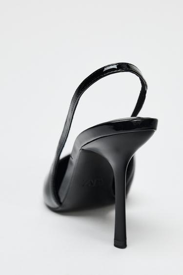CHAUSSURES OUVERTES À L'ARRIÈRE EFFET VERNI - Noir de Zara - Image 4