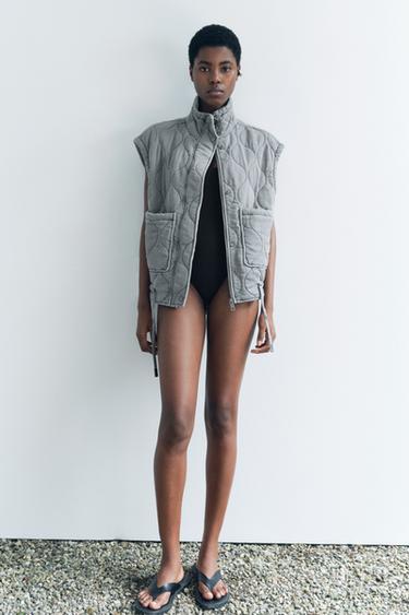 CHALECO ACOLCHADO ZW COLLECTION - Gris perla de Zara