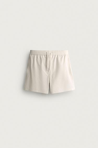 MID-LENGTH SEERSUCKER SWIMMING TRUNKS - Ecru by Zara