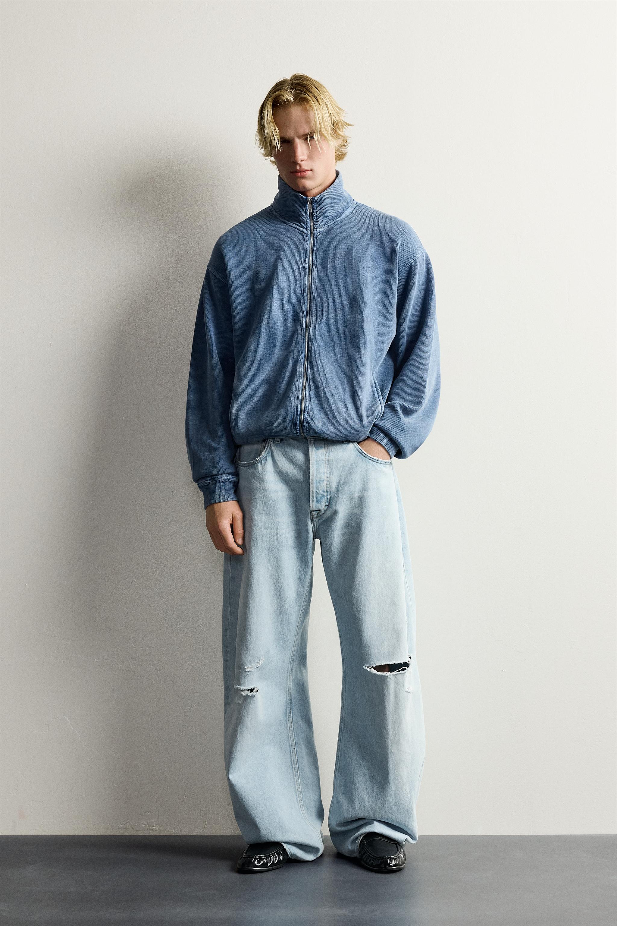 WASHED RIBBED ZIP-UP JACKET