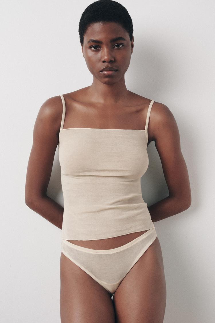 TOP À BRETELLES SOFT Rose pâle ZARA France