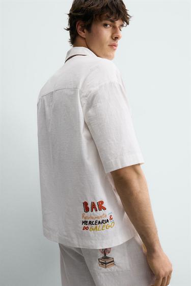 CHEMISE DÉCONTRACTÉE BRODÉE CONTRASTE - Écru de Zara - Image 6