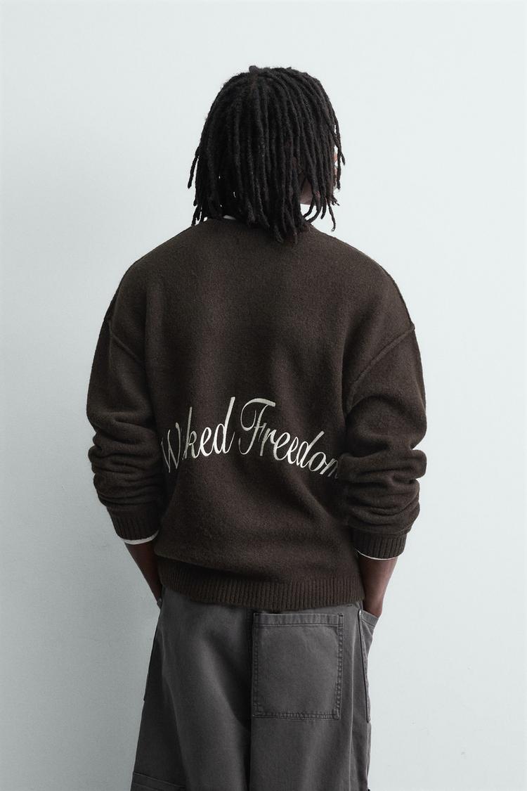ZARA JACQUARD TEXT JUMPER