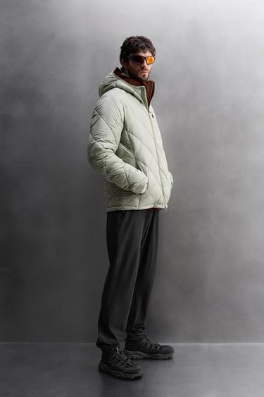 HOODED 100% FEATHER DOWN PUFFER JACKET - Light green by Zara - Image 3