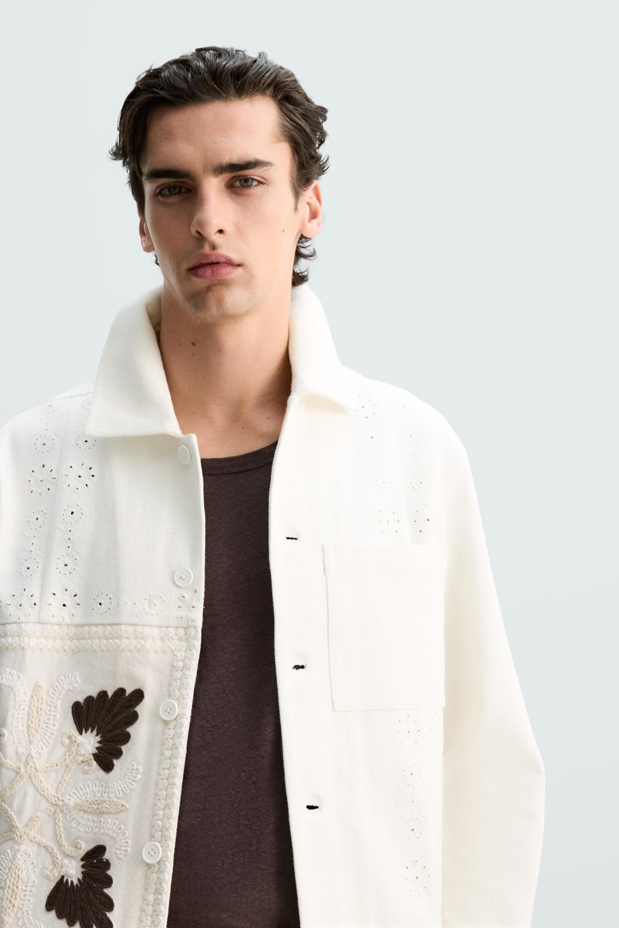 CUTWORK EMBROIDERY PATCHWORK JACKET - Oyster-white | ZARA South Africa