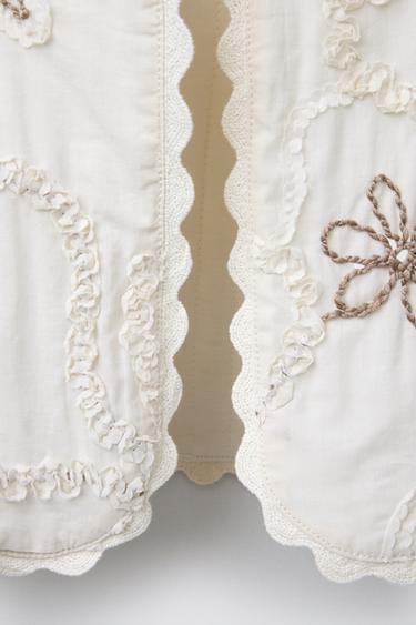 EMBROIDERED FLORAL WAISTCOAT - Ecru by Zara - Image 3
