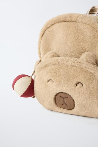 ANIMAL FAUX FUR BACKPACK - Camel Brown by Zara