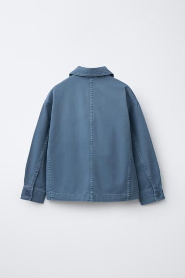 ACID WASH OVERSHIRT WITH POCKETS - Blue by Zara - Image 1