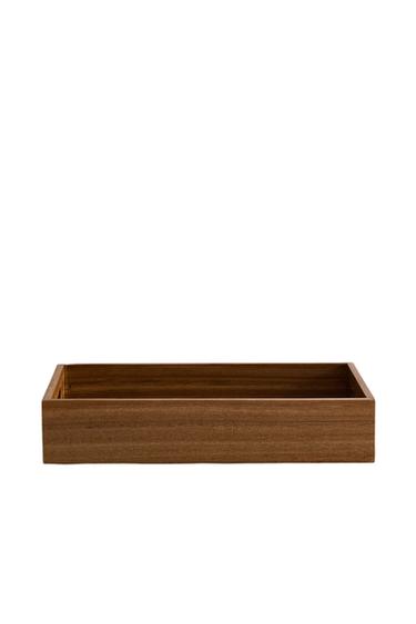 Zara ACACIA WOOD TRAY WITH HANDLES - Brown