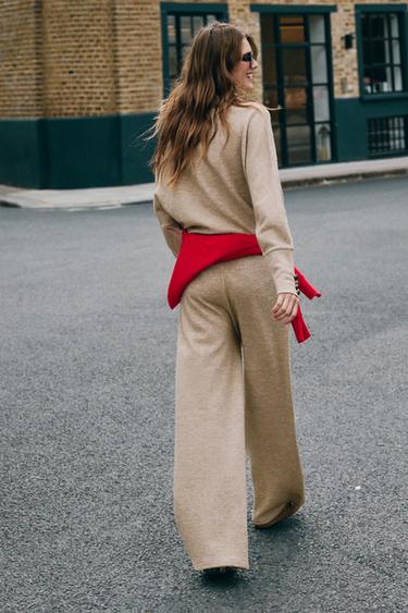 SOFT WIDE-LEG PANTS — Sand / Marl 1