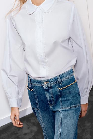 CHEMISE À COL CLAUDINE - Blanc de Zara - Image 1