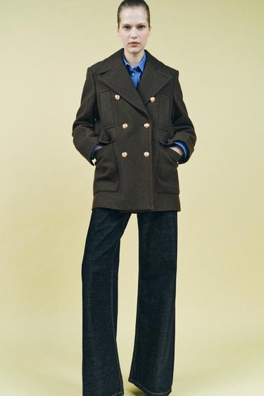 MANTEAU EN MÉLANGE DE LAINE ZW COLLECTION - Kaki de Zara - Image 1