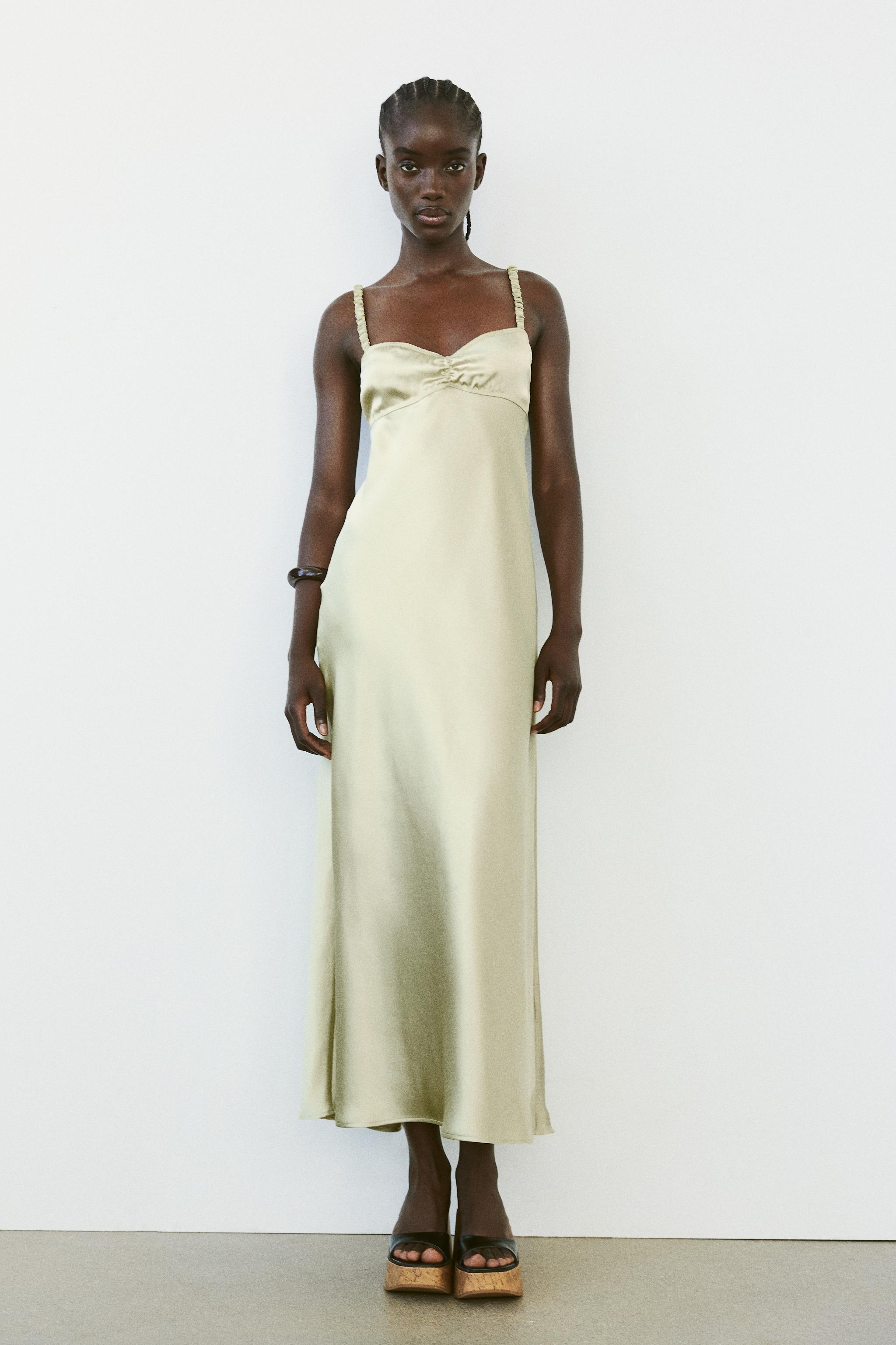 SATIN MIDI SLIP DRESS - Oil | ZARA Australia