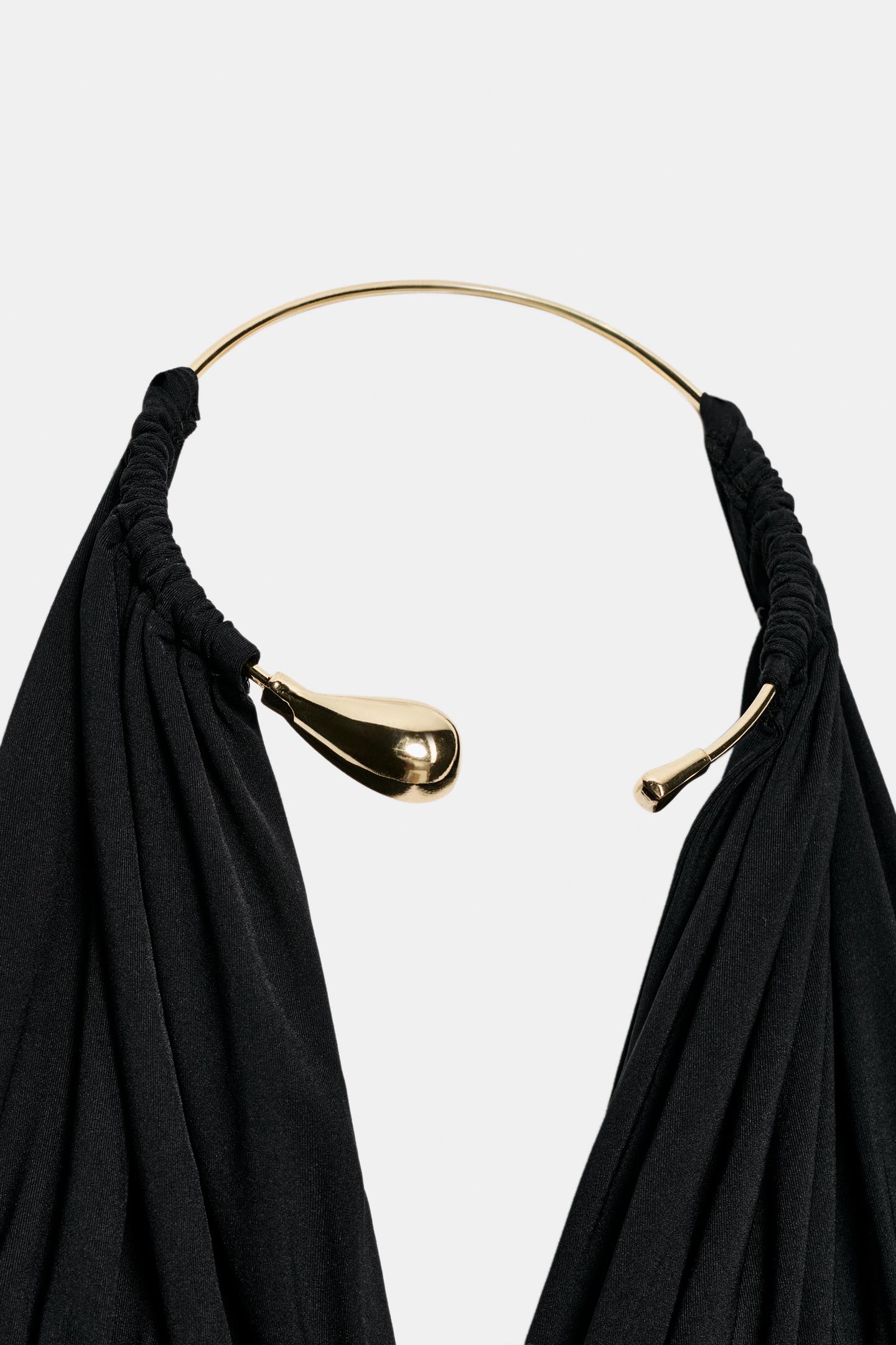Боди Ruched Choker — Zara, цвет: Чёрный — фото 3