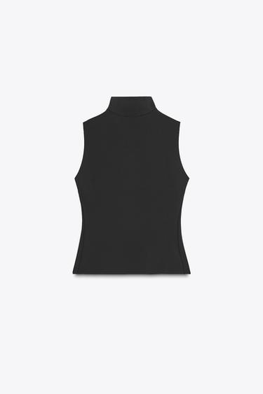 HIGH NECK POLYAMIDE TOP - Black by Zara - Image 3