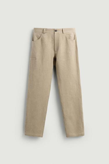 Zara sarımsı kahverengi - %100 KETEN BALON PAÇA PANTOLON