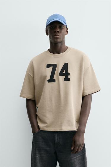 SUDADERA BORDADO NÚMERO - Beige de Zara