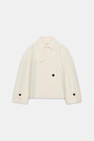 TRENCH CORTO ZW COLLECTION - Hueso de Zara