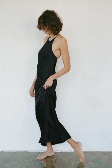 ROBE LONGUE STYLE LINGERIE AVEC NŒUD AU DOS - Noir de Zara - Image 2