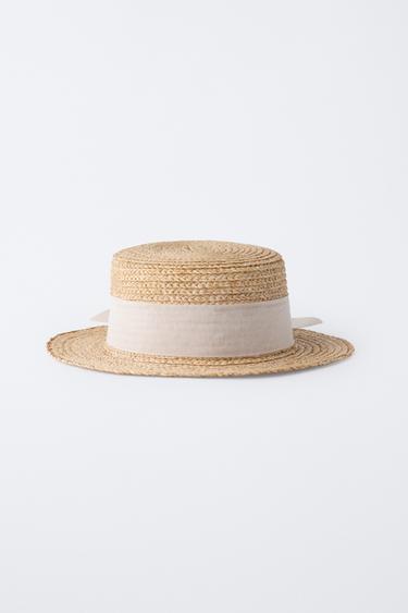 Zara BOW BOATER HAT - Caramel