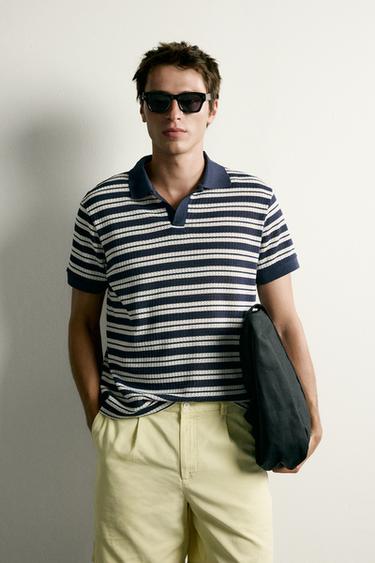 OPEN-WEAVE TEXTURED REGULAR FIT POLO SHIRT - Navys / Ecrus by Zara