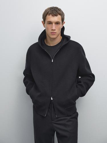 Zara Wool blend hooded cardigan - Navy blue