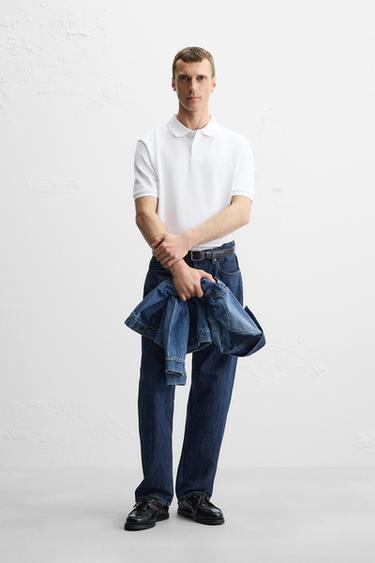 POLO COM TEXTURA PIQUÊ LAVADO - Branco da Zara - Imagem 0