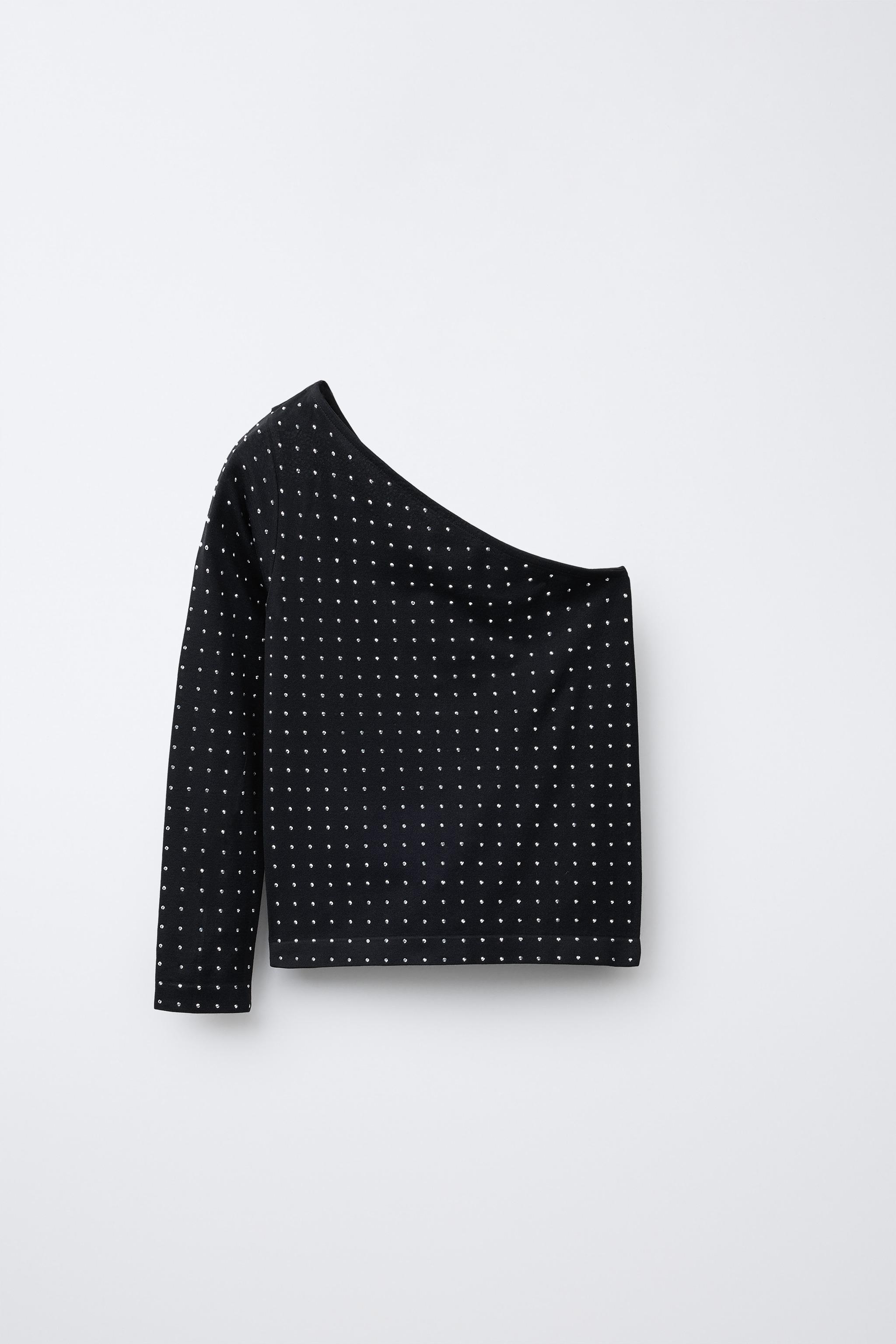 T-SHIRT ASYMÉTRIQUE SEAMLESS STRASS