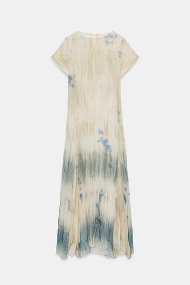 ZW COLLECTION PRINTED MIDI DRESS - Ecru / Blue by Zara - Image 5