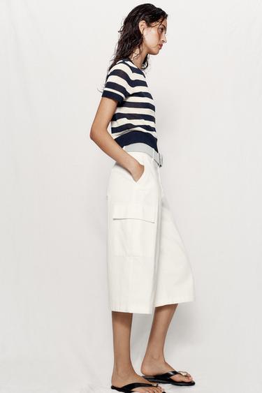 SHORT SLEEVE KNIT TOP - striped by Zara - Image 2