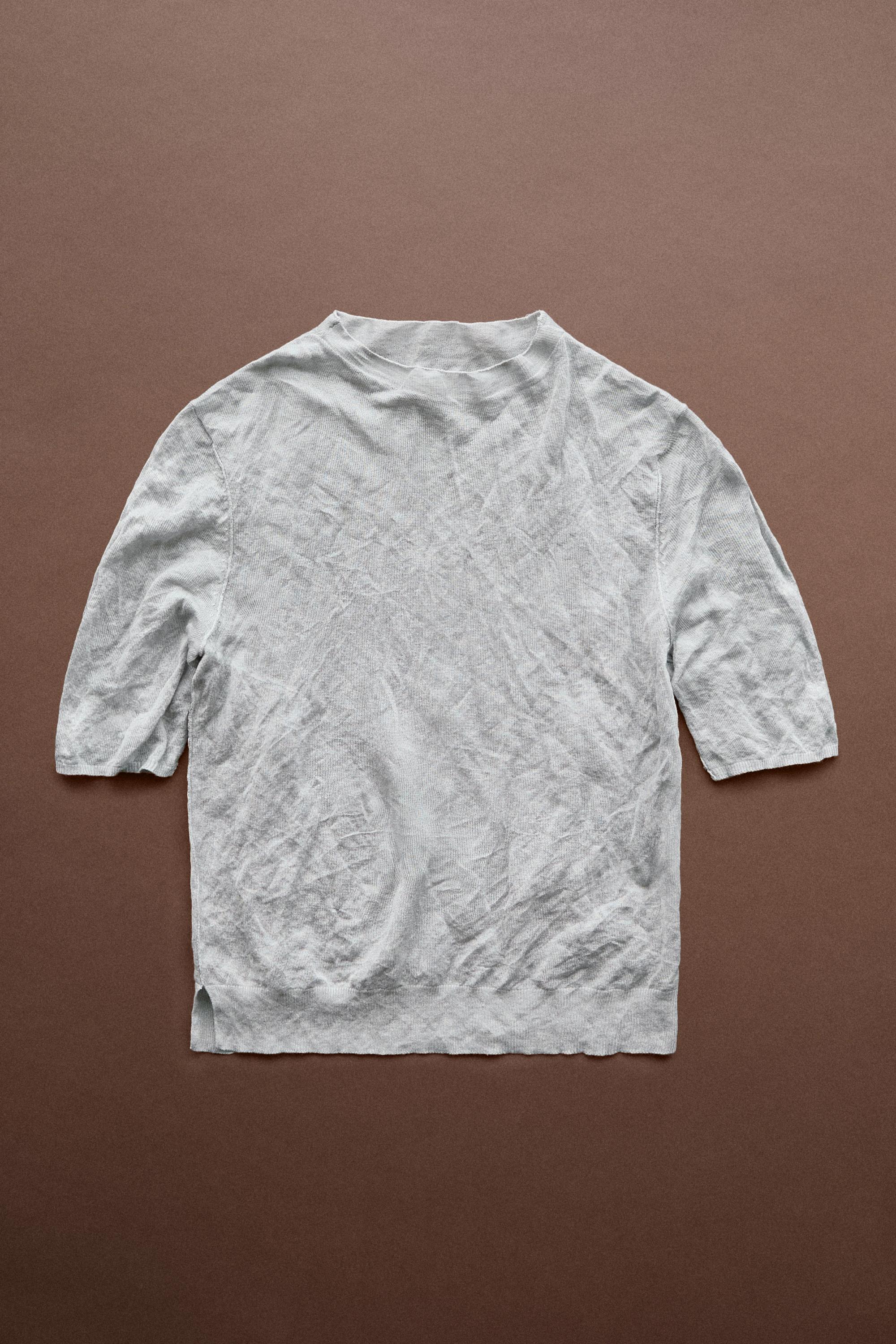 Short sleeve fine knit sweater - STUDIO — Salmon