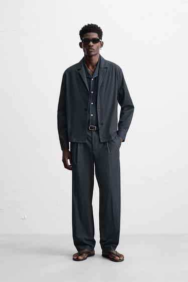 REGULAR FIT PLEATED TROUSERS - Blue by Zara