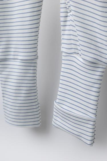 TWO-PACK OF WARM STRIPED AND STAR PRINT SLEEPSUITS WITH CONVERTIBLE FEET - Ecru / Blue by Zara - Image 4