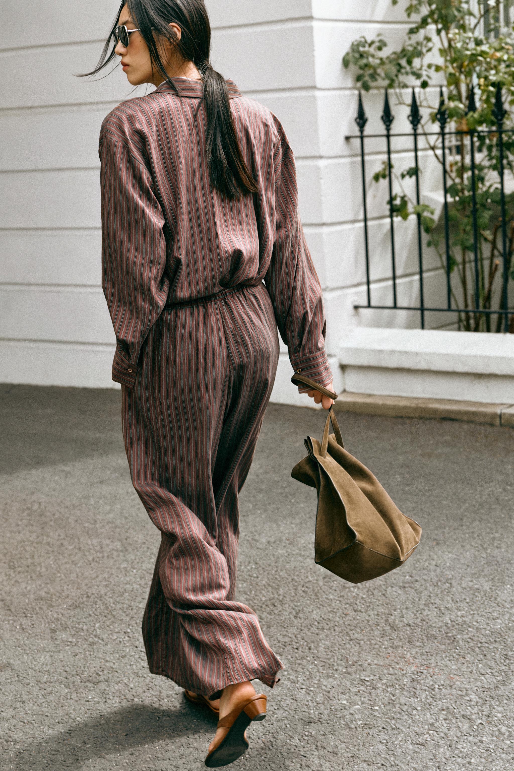 STRIPED WIDE-LEG PANTS