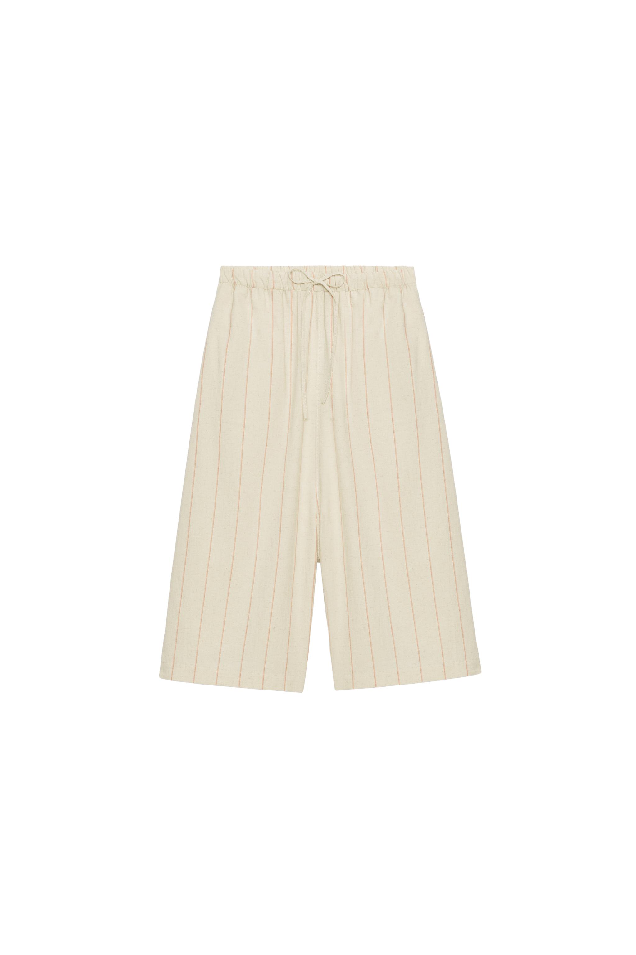 PANTALÓN CULOTTE CON LINO RAYAS