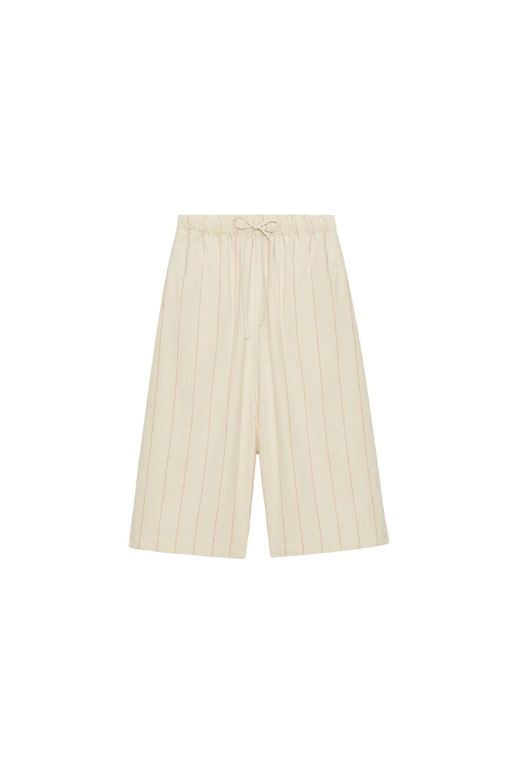 STRIPED LINEN BLEND CULOTTES